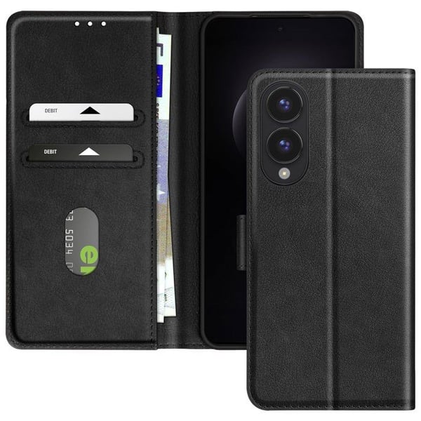 Etui för Samsung Galaxy S25 Edge Fodral Plånbok och Videostöd Svart