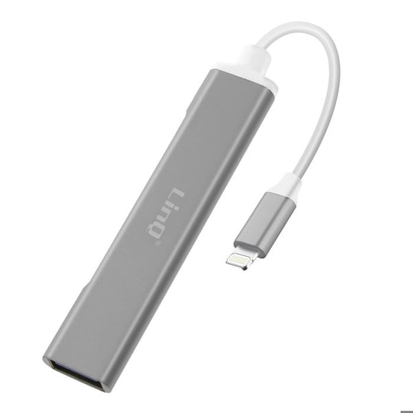 Adaptör Lightning till 2 USB-portar och 1 Lightning-port - LinQ - Svart
