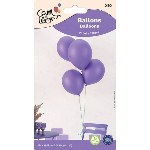 Ballong - LITEN CLOWN - Ø 30 cm - Paket med 10 - Lila - Klassisk