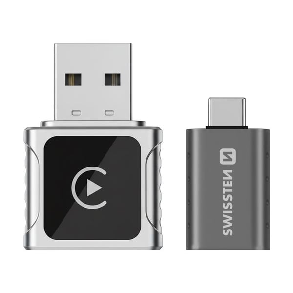 Trådlös CarLINK-adapter för CarPlay och Android Auto / USB-C-adapter Swissten Grå