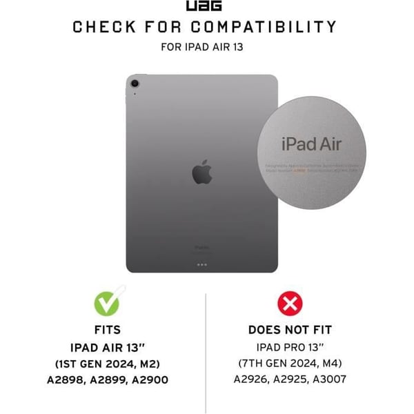 URBAN ARMOR GEAR Metropolis SE Case Apple iPad Air 13 M2 / 2024 Cover med vække/søvn funktion, støtte til Apple Pencil/Lo