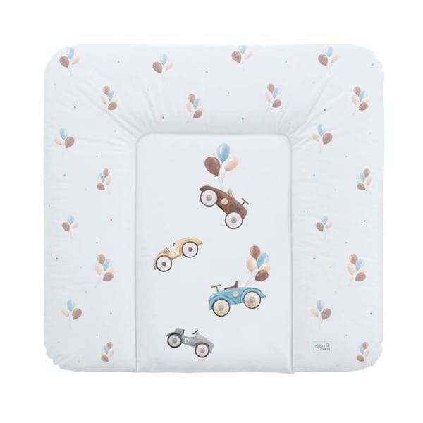 Ceba Baby Täcke för blöjbyten tjockt tvättbart - Retro bilar, 75x72 cm - Certifierad Öko-Tex, Vattentät