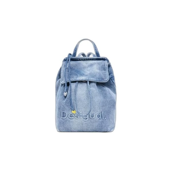 Ryggsäck - DESIGUAL - Half Logo Luena - blå denim - vadderade axelremmar - optimerad förvaring