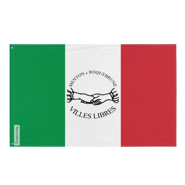 Flagga för de fria städerna Menton och Roquebrune – 128 x 192 cm – Polyester – Öljett i järn – Motståndskraftig