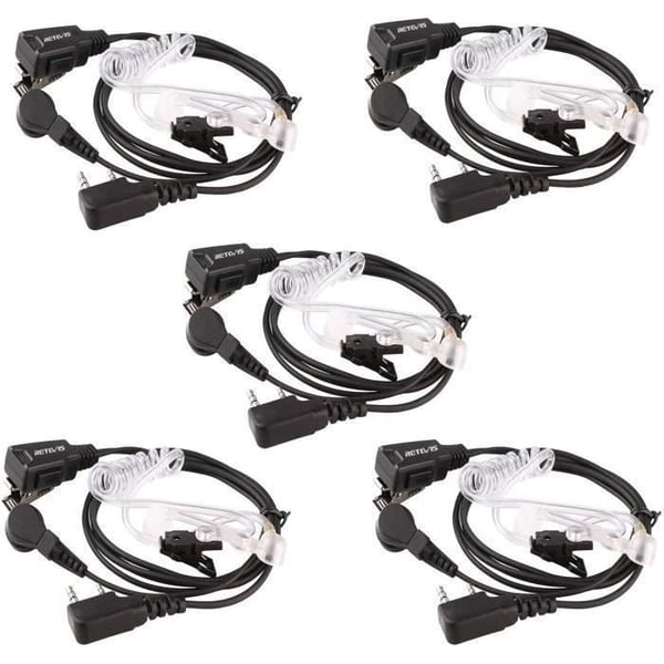 Retevis 2-stifts hörsnäcka Walkie Talkie hörsnäcka Transparent akustisk rör hörsnäcka Kompatibel med Retevis Walkie Talkie (5 st)