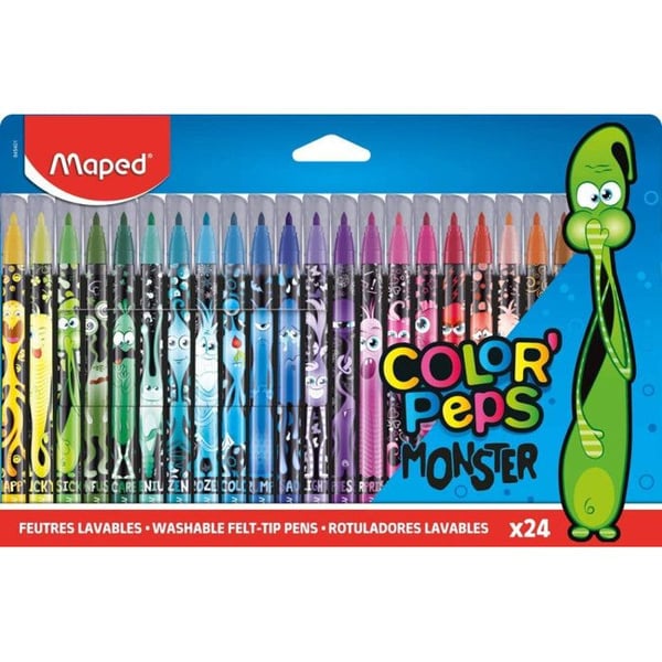 Feutre - Maped - COLOR PEPS MONSTER - 24 feutrar - Spetsig och - Tvättbara bläck