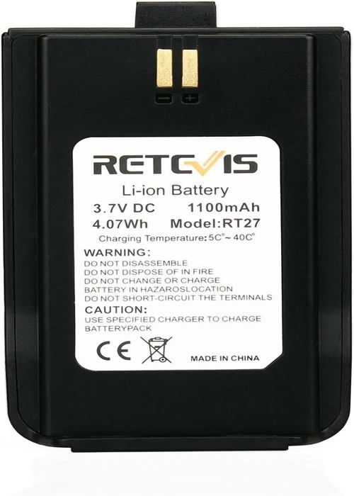 Retevis RT27 Walkie Talkie Batteri, Original Li-ION batteri, 3,7V DC 1100mAh Kompatibel med Retevis RT27 Walkie Talkies (2 st)