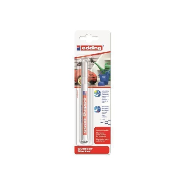 Permanent Märkpenn - Edding - 8055 - För Metall, Plast, Kartong - Vit - 1-2 mm