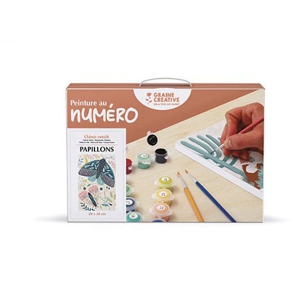 Målarset med nummer - GRAINE CRÉATIVE - Fjärilar - 30 x 20 cm - Komplett set - Från 10 år