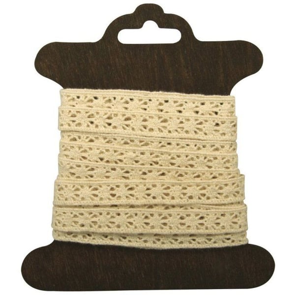 Galon spets - RAYHER - Lorena - Ekrott bomull - 1 cm x 3 m - Charm och femininitet