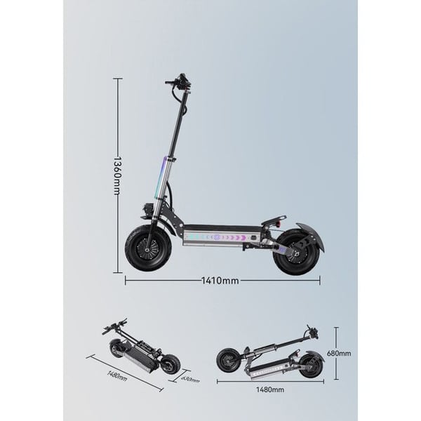 TV-møbel - MUVOE - 181 cm - LED-belysning - 2 skuffer - Blank hvid