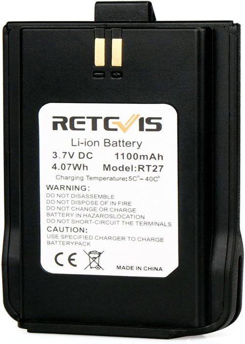 Retevis RT27 Walkie Talkie Batteri, Original Li-ION batteri, 3,7V DC 1100mAh Kompatibel med Retevis RT27 Walkie Talkies (2 st)