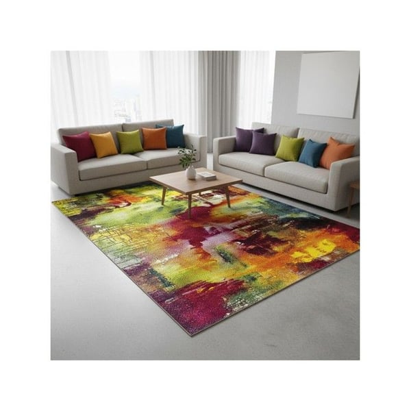 Modern flerfärgad matta med abstrakt konstmotiv och målningsliknande effekt (Dimension: 200x290 cm - Färg: Multi) Modern flerfärgad matta med abstrakt konstmotiv och målningsliknande effekt (Dimension: 200x290 cm - Färg: Multi)