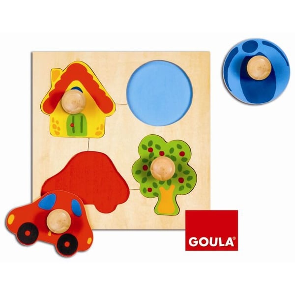 Puslespil i træ til baby - Goula - Dyr - Unisex - Fra 12 måneder