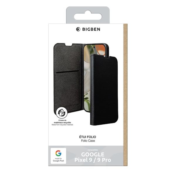Folio-plånbok MFG - BIGBEN - Google Pixel 9 / 9 Pro - Svart - Inbyggt stöd - Ekodesignad