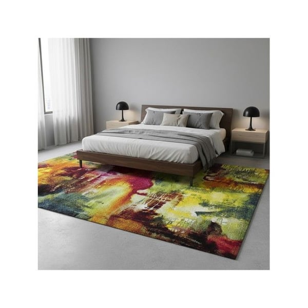 Modern flerfärgad matta med abstrakt konstmotiv och målningsliknande effekt (Dimension: 200x290 cm - Färg: Multi)
