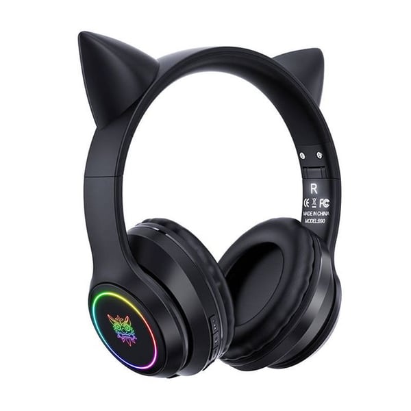 ONIKUMA - B90 Svart - Bluetooth 5.0 Gaming Headset Kawai LED RGB