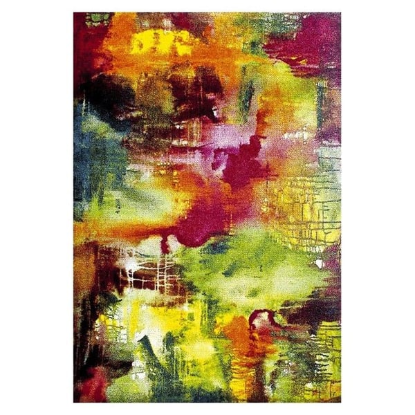 Modern flerfärgad matta med abstrakt konstmotiv och målningsliknande effekt (Dimension: 200x290 cm - Färg: Multi)