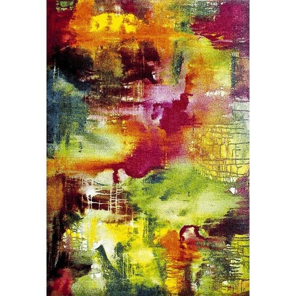 Modern flerfärgad matta med abstrakt konstmotiv och målningsliknande effekt (Dimension: 200x290 cm - Färg: Multi)