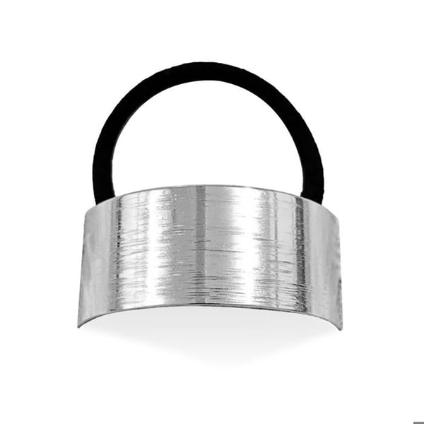 Rektangulär Silver Svart / Silver Ringad Hår Snodd