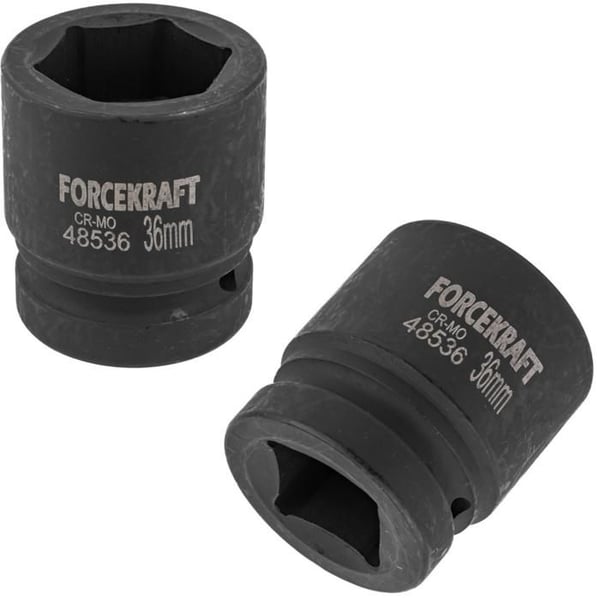 "Slagskruvnyckel 1" - FORCEKRAFT - 36 mm - 6-kantig - Krom-molybdenstål - Djup 33 mm - Höjd 77 mm"
