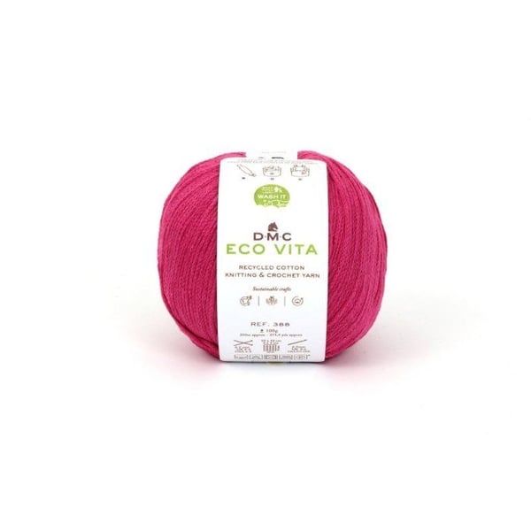 DMC - Återvunnen bomullstråd Eco Vita 3mm 100g Stickning och virkning Col. 155 rosa