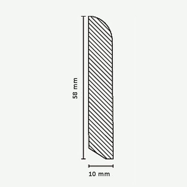 PROVISTON Sockel nr 399 i massivt trä 10 x 58 x 2400 mm Ek att limma, skruva & spika 12 meter | 5 stycken