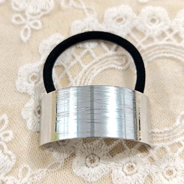 Rektangulär Silver Svart / Silver Ringad Hår Snodd