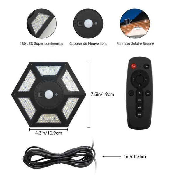 180 LED Solar Light Outdoor Indoor AGPTEK, 1400LM Solar Hänglampa 360° Ljusvinkel med fjärrkontroll