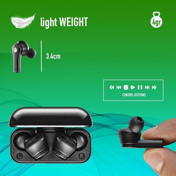 Trådlösa hörlurar - NGS - ARTICA BLOOM BLACK - Batteritid 24h - Touchkontroll - USB Typ C