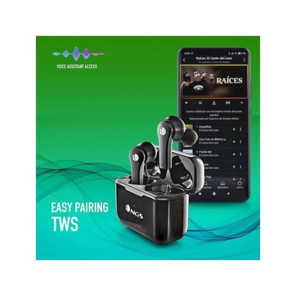 Trådlösa hörlurar - NGS - ARTICA BLOOM BLACK - Batteritid 24h - Touchkontroll - USB Typ C