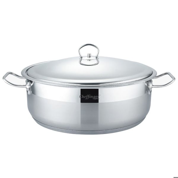 Marmite 40cm 16.3L Rostfritt stål 18/10 med lock Kompatibel med alla typer av spisar Cheffinger Silver
