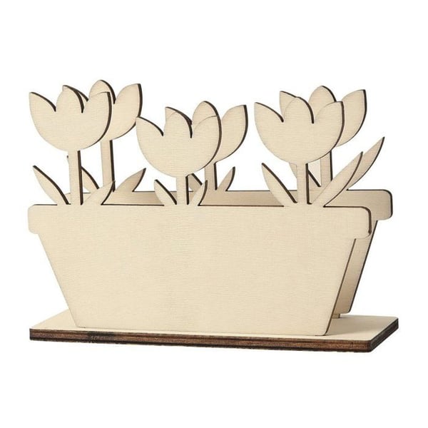 MégaCréa DIY - Träbrevlåda med tulpaner att montera och dekorera 14 x 10 cm 3 delar