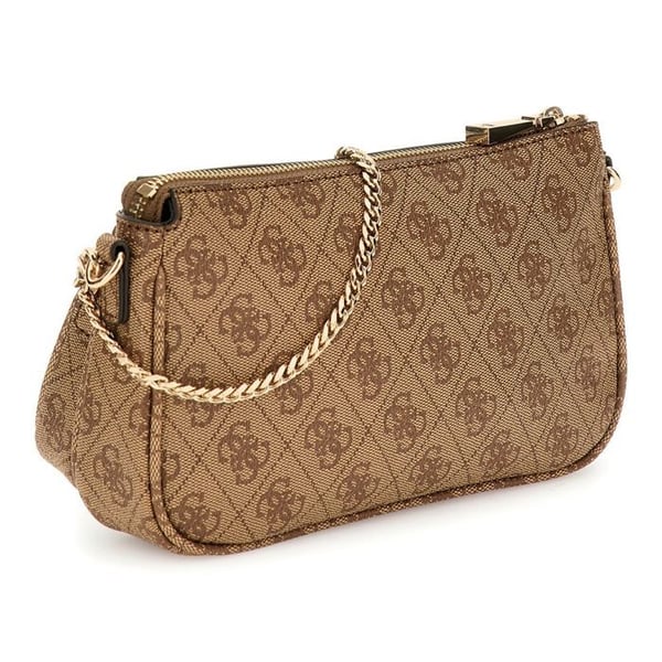 GUESS Axelkåpa med brun ljusbrun färg för kvinnor - Noelle II Dubbelpouch Crossbody Bag Latte Logotyp / Brun 309970