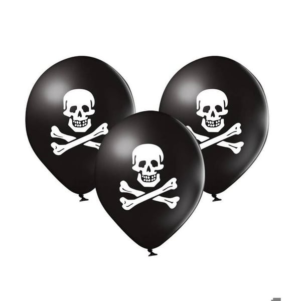 Ballong - LITEN CLOWN - Dödskalle - Ø23cm - 10-pack - svart och vit