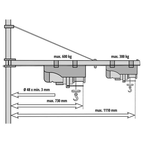 Einhell Støtte til talje GT-SA 1200 (Længde 110 cm, rækkevidde 750 mm, 600 kg max)