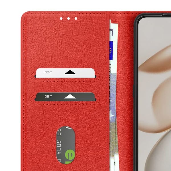 Plånboksfodral - AVIZAR - Honor 400 Smart - Röd - Grängad - Hård Skal