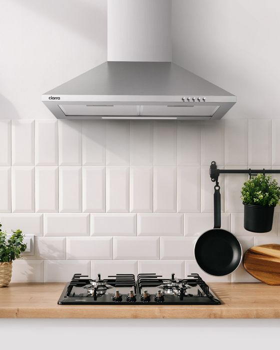 Kåpa 60cm Klass A++ 350 m3/h Återvinning och evakuering LED belysning i rostfritt stål