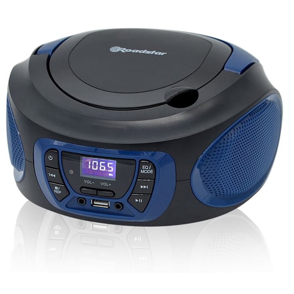 Radio CD Bärbar Digital FM PLL, CD-spelare, CD-R, CD-RW, MP3, USB, Stereo Roadstar CDR-365U/BL Svart/Blå
