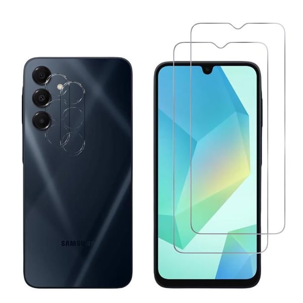Härdat Glas för Samsung Galaxy A16 4G / A16 5G och Kameraskydd [Pack 2] Film Glas Skydd Phonillico®