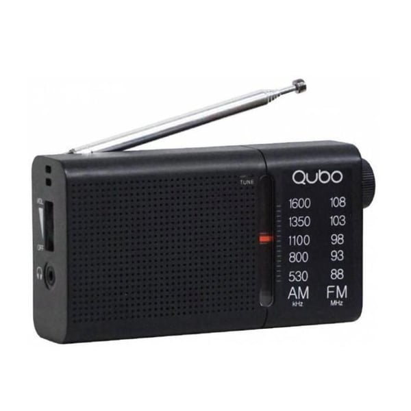 Bärbar Radio - QUBO - RS-2 - Svart - AM/FM - Inbyggd högtalare - Teleskopantenn