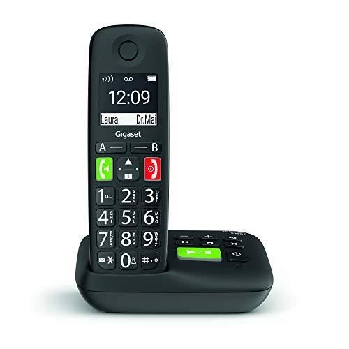 Trådlös telefon - GIGASET - E290A - Stora knappar - Inbyggd svarare - Svart