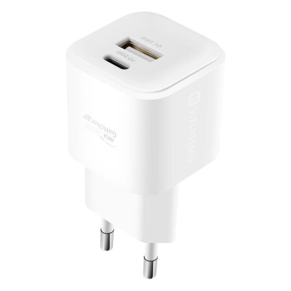 Swissten White USB C Power Delivery 20W och USB Quick Charge 18W Sektorladdare