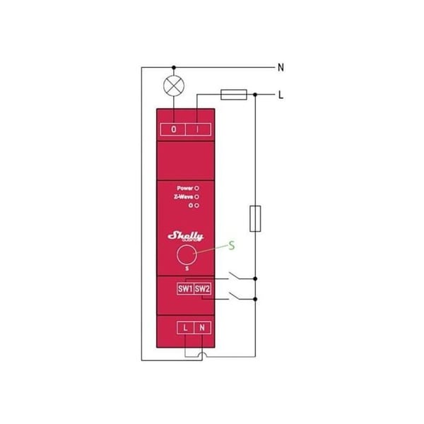 Modul Rails DIN 1 kanal WiFi - SHELLY - Shelly 1 Pro - Energimätning - 16 A - Inomhus