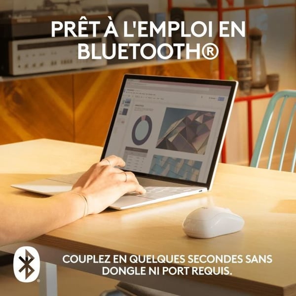 Mus - Trådlös - Logitech - M240 Silent - Vit