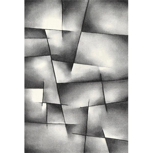 Modern geometrisk abstrakt matta i tät sammet 13 mm för samtida designsalong (Dimension: 120x170 cm - Färg: Antracit)
