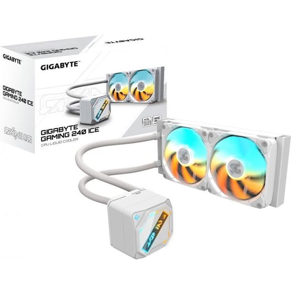 Kylning - ventilation - vattenkylning Gigabyte Vodní chladi GAMING 240 ICE, 2x120mm, ARGB, LGA1851, AM5, vit