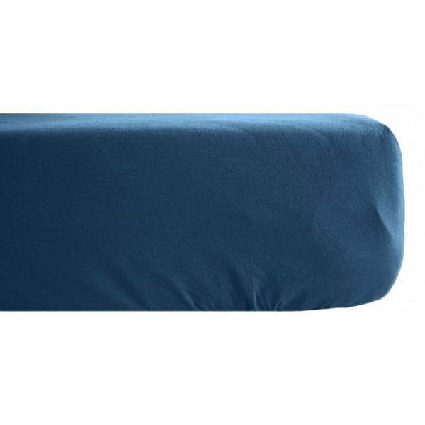Palace Lakan Ren tvättad färgad bomull 63 trådräkning sydvind - Palace Navy - 180 x 200 cm 35 cm mössa