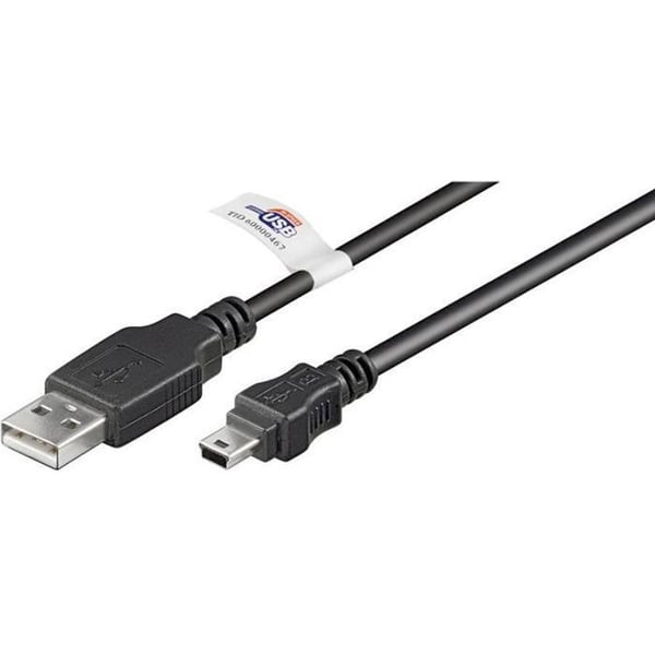 USB-kabel till Mini-B svart WENTRONIC - Mini-B USB-kontakt för kortläsare, hårddiskar, kameror
