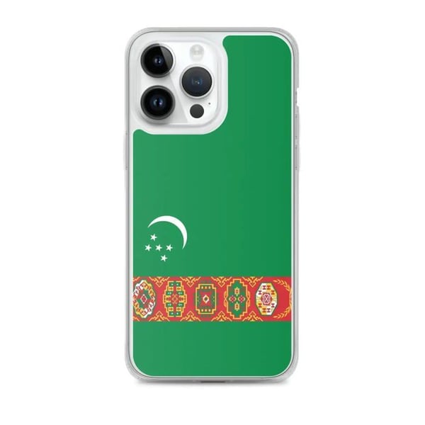Mobilskal - PIXELFORMA - iPhone 14 Pro Max - Turkmenistans flagga - Mjuk - Transparent